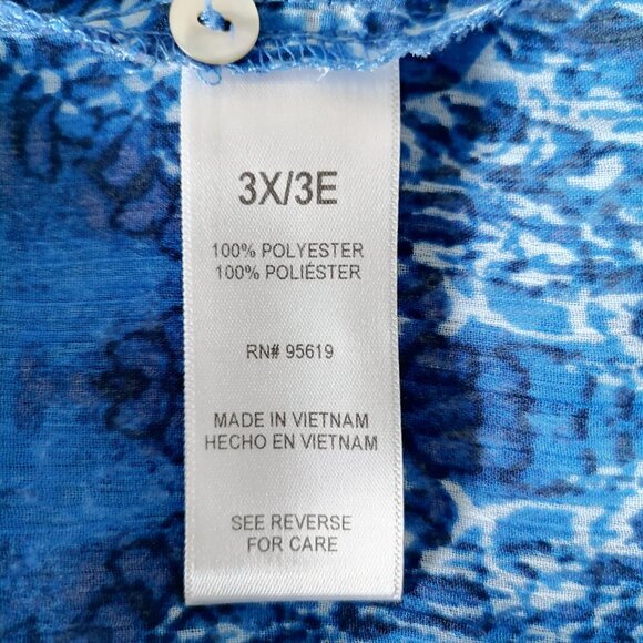 Fever Womens Blue Asymmetric Sheer Chiffon Sleeveless Tunic Top Plus Size 3X - Picture 6 of 7